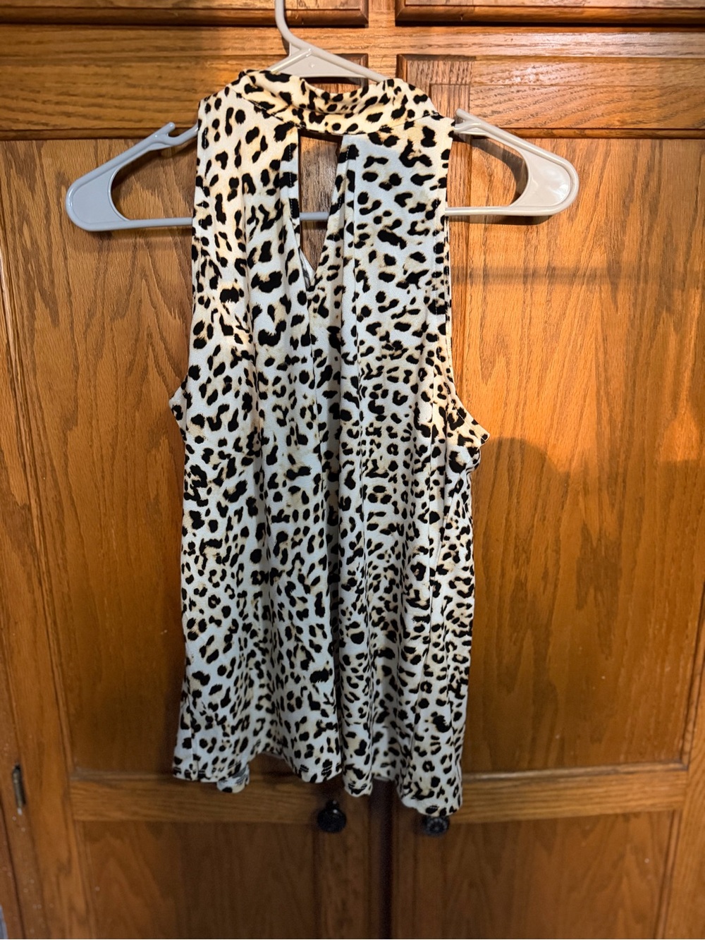 Banana Republic Cream and Black Leopard Keyhole Tank